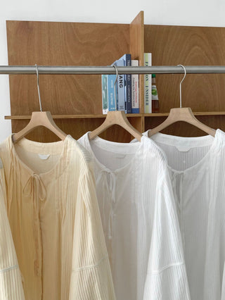 Drawstring pleated shirt