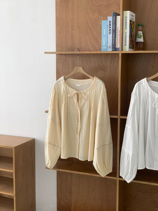 Drawstring pleated shirt