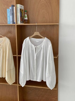 Drawstring pleated shirt