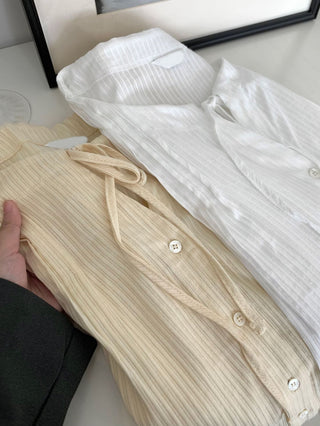 Drawstring pleated shirt