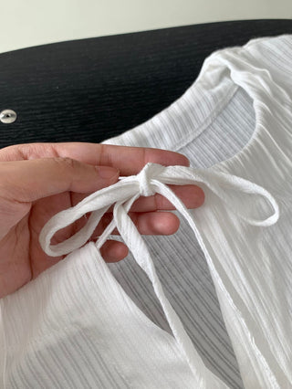 Drawstring pleated shirt