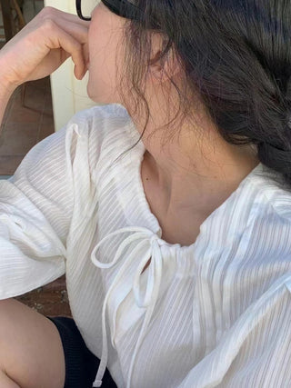 Drawstring pleated shirt