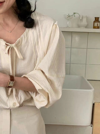 Drawstring pleated shirt