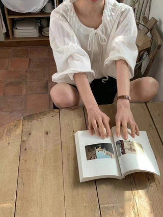 Drawstring pleated shirt