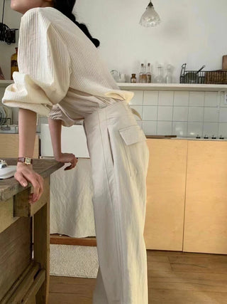 Drawstring pleated shirt