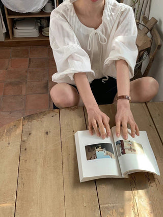 Drawstring pleated shirt