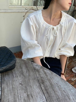 Drawstring pleated shirt