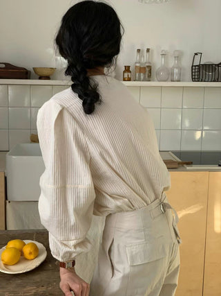 Drawstring pleated shirt