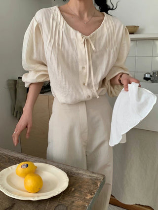 Drawstring pleated shirt