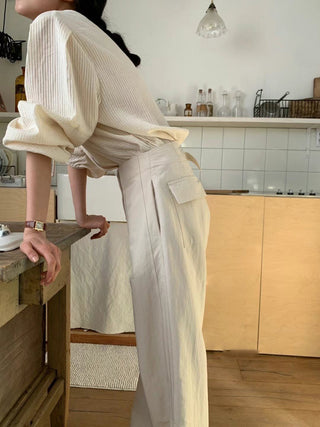 Drawstring pleated shirt