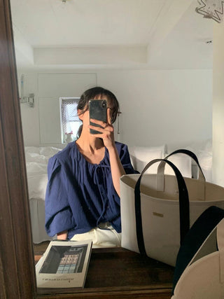 Drawstring pleated shirt