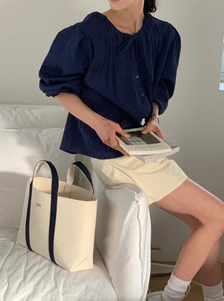 Drawstring pleated shirt