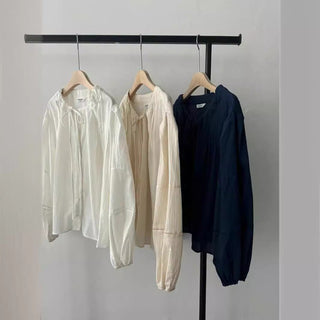 Drawstring pleated shirt