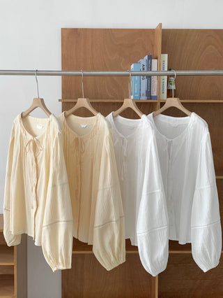 Drawstring pleated shirt