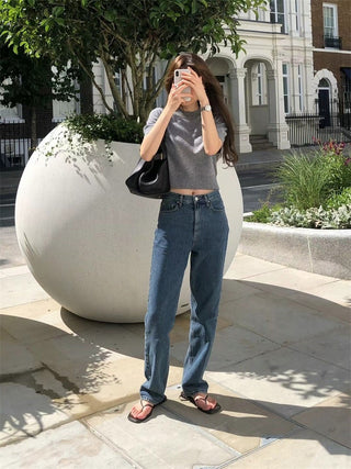 French straight jeans