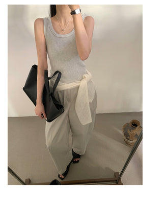 French U-neck vest Top