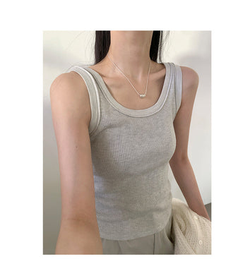 French U-neck vest Top