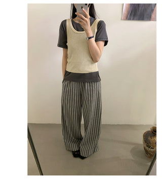 French U-neck vest Top