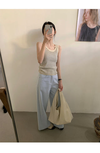 French U-neck vest Top