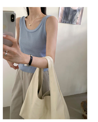 French U-neck vest Top