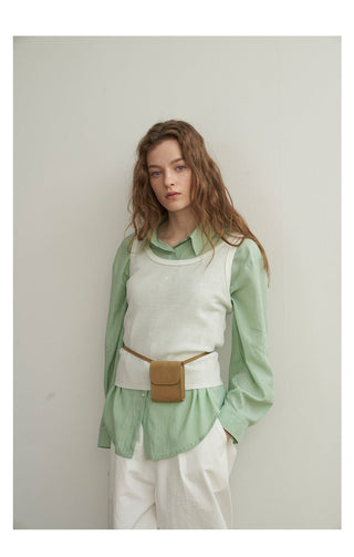 French U-neck vest Top