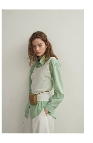 French U-neck vest Top