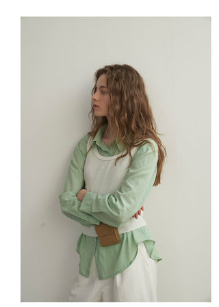 French U-neck vest Top