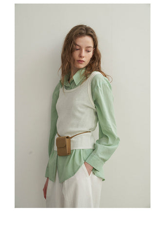 French U-neck vest Top