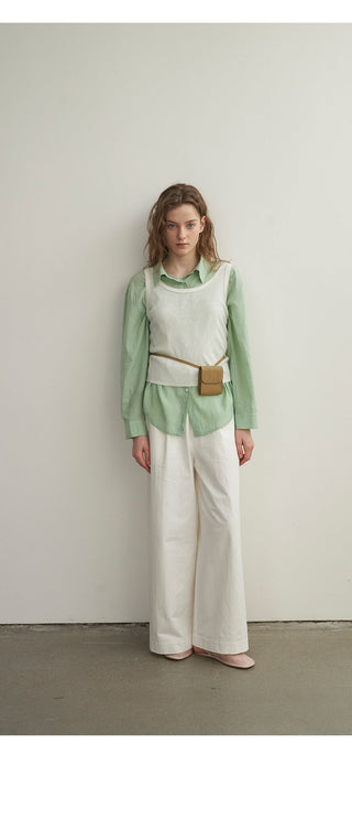 French U-neck vest Top