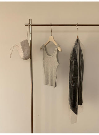 French U-neck vest Top