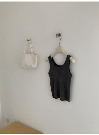 French U-neck vest Top