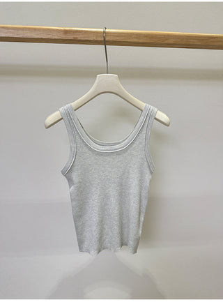 French U-neck vest Top