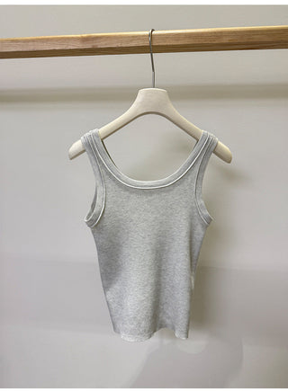 French U-neck vest Top