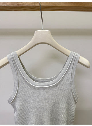 French U-neck vest Top