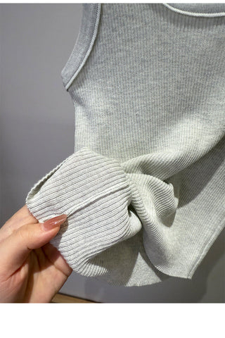 French U-neck vest Top