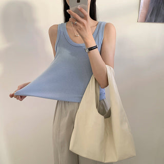 French U-neck vest Top