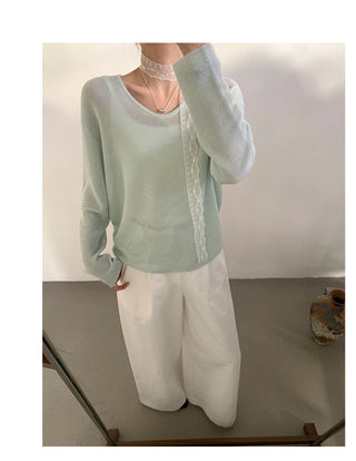 Lace V-neck sweater