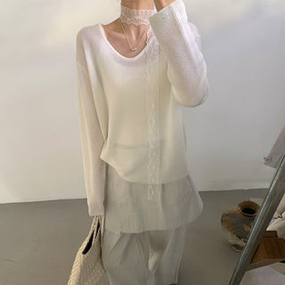 Lace V-neck sweater
