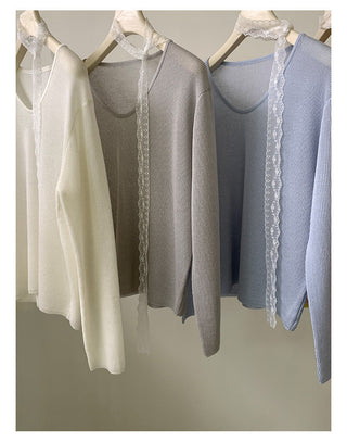 Lace V-neck sweater