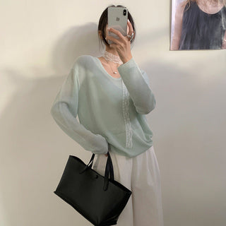 Lace V-neck sweater