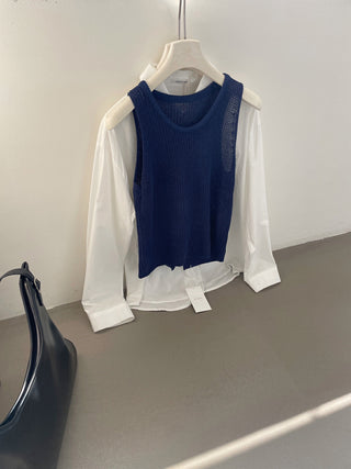 Linen knit vest