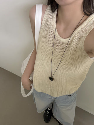 Linen knit vest