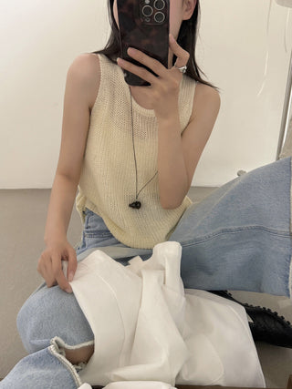 Linen knit vest