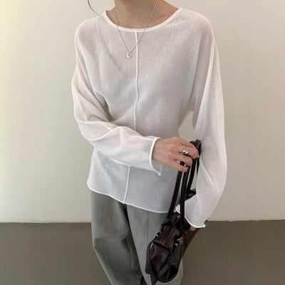 Lace-up knit shirt