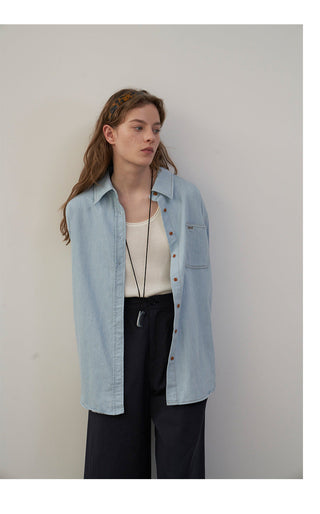 Embroidered denim shirt
