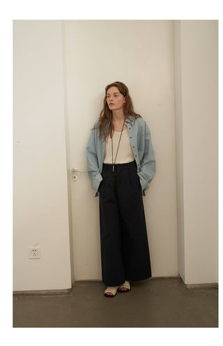 Embroidered denim shirt