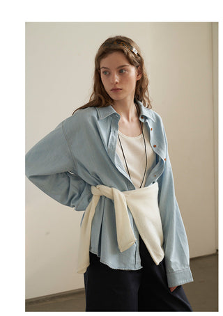 Embroidered denim shirt