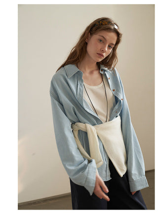 Embroidered denim shirt