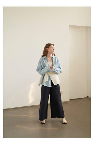 Embroidered denim shirt