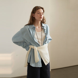 Embroidered denim shirt